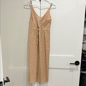 Reformation Beige Floral Midi Dress